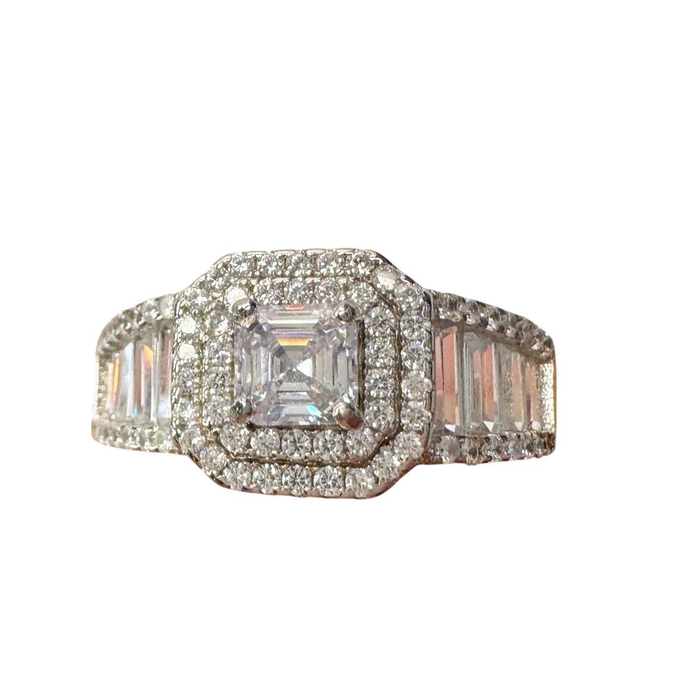 Asscher Cut 2.50 ct Lab Created White Sapphire Ring size 10